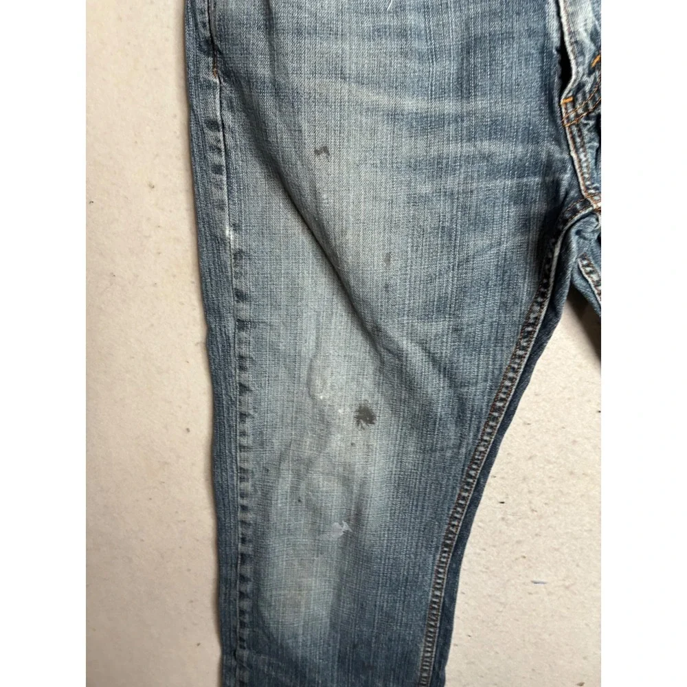 Levis 514 Straight Fit Mens Jeans 34x32 Medium‎ Wash Distressed Blue Denim